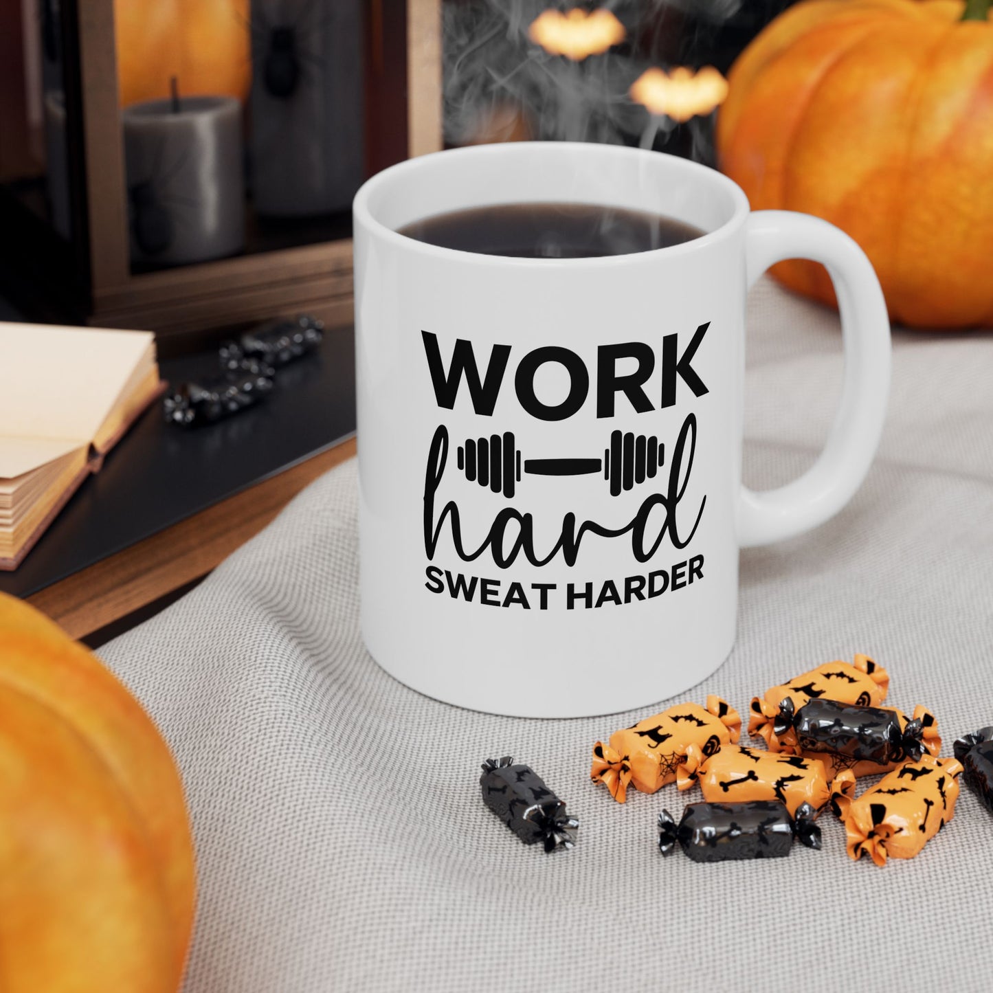 Work Hard Sweat Harder Mug, Fitness Coffee Cup, Workout Tea Mug, Motivation Drinkware
