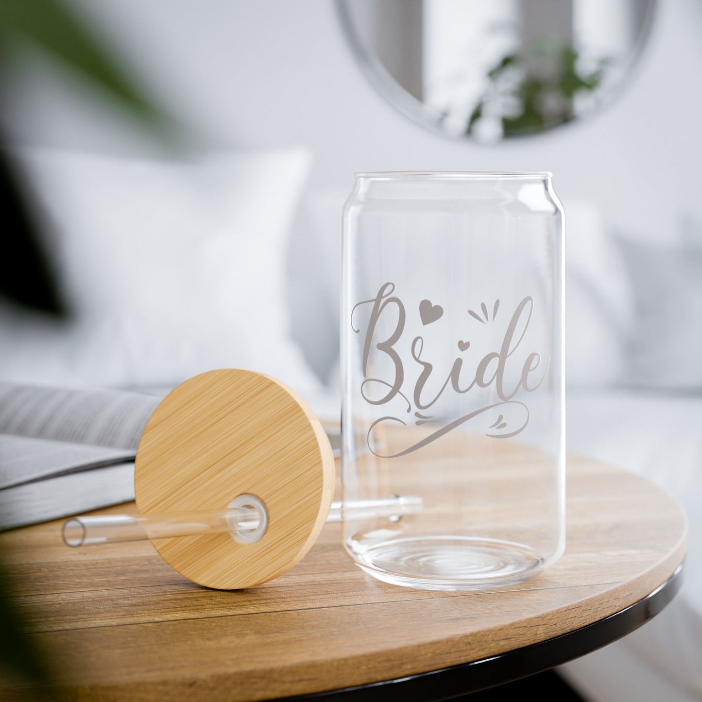 Glassware Sipper Glass - Bride Glass Can Cup - Eco-Friendly Silver Design
