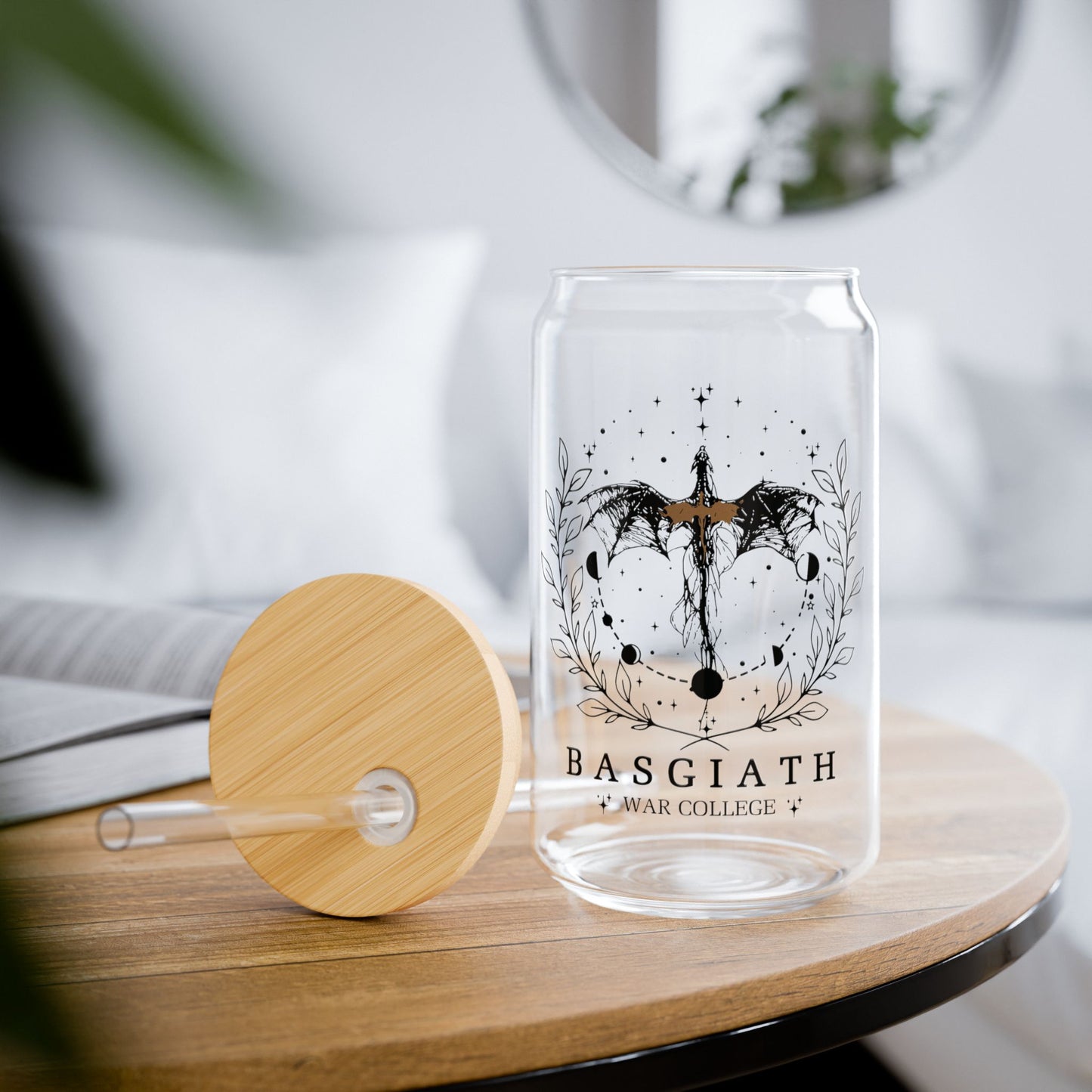 Bagswaith War College Sipper Glass Can With Lid & Straw