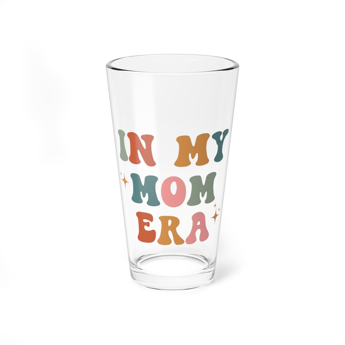 In My Mom Era Glass 16oz Retro Pastel Cocktail Glass Cute Mom Gift Flower Design