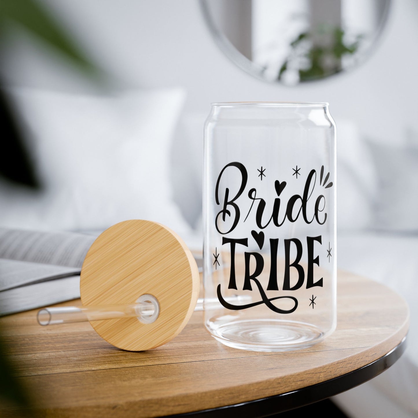 Glassware Sipper Glass - Bride Tribe Glass Can Cup - Eco-Friendly