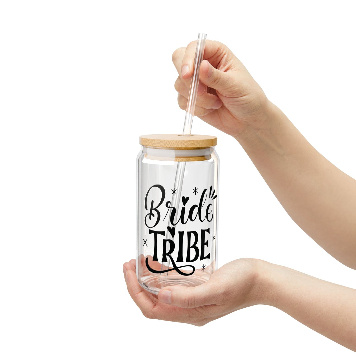 Glassware Sipper Glass - Bride Tribe Glass Can Cup - Eco-Friendly