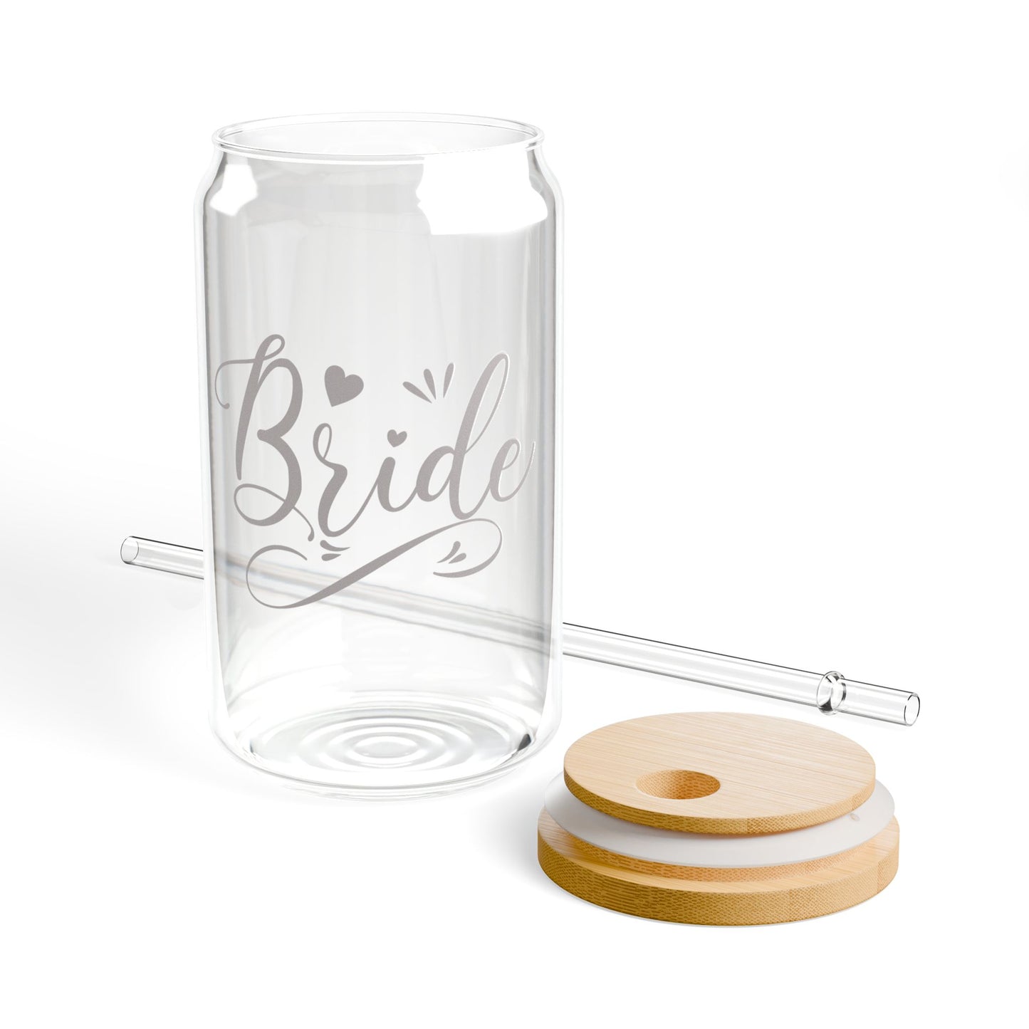 Glassware Sipper Glass - Bride Glass Can Cup - Eco-Friendly Silver Design