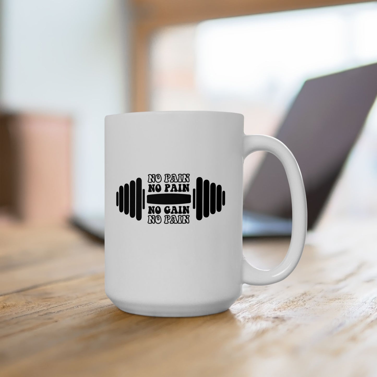 No Pain No Gain Mug, Workout Quote Coffee Cup, Exercise Inspiration Mug, Weightlifter