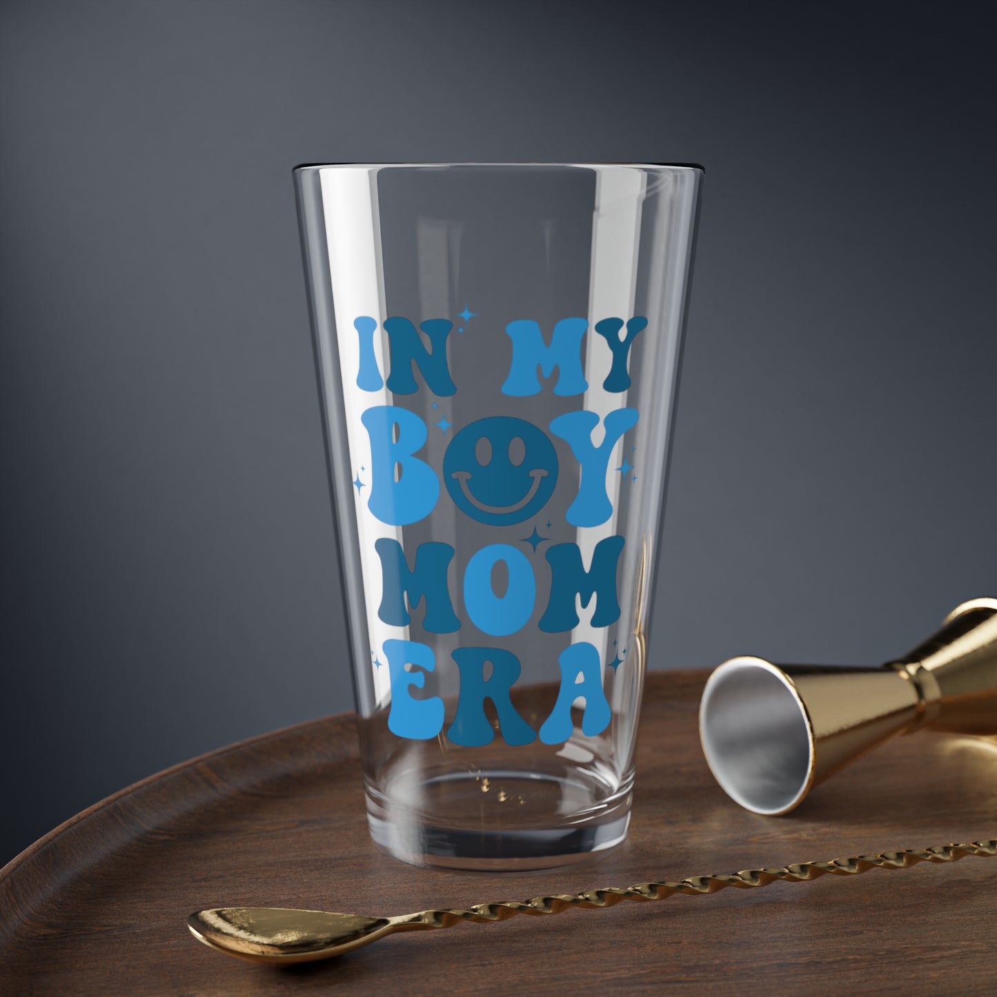 In My Boy Mom Era Glass 16oz Retro Pastel Cocktail Glass Cute Mom Gift