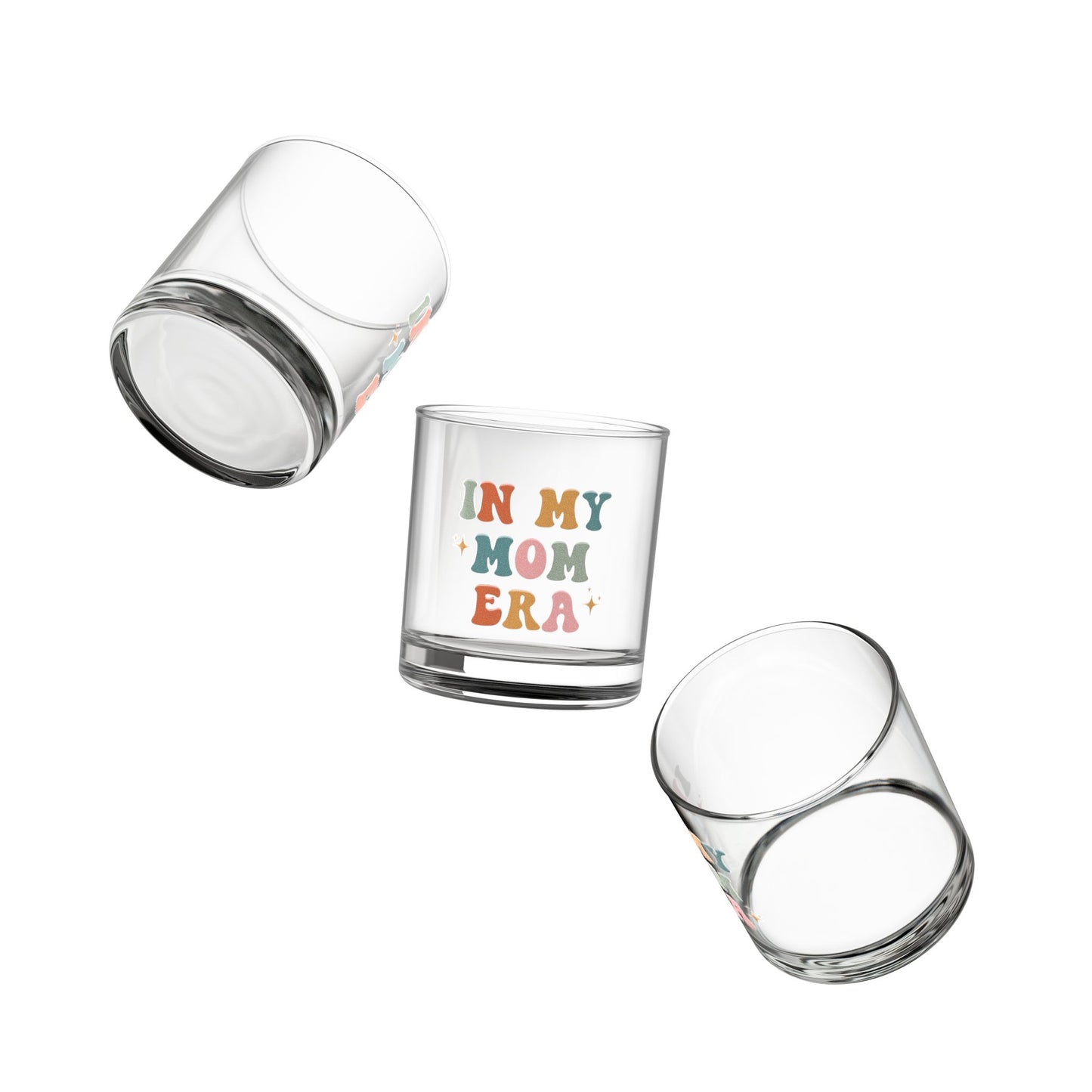 In My Mom Era Rocks Glass Retro 10oz Drinking Glass Fun Mother's Day Gift, Aesthetic Glass Cup Retro