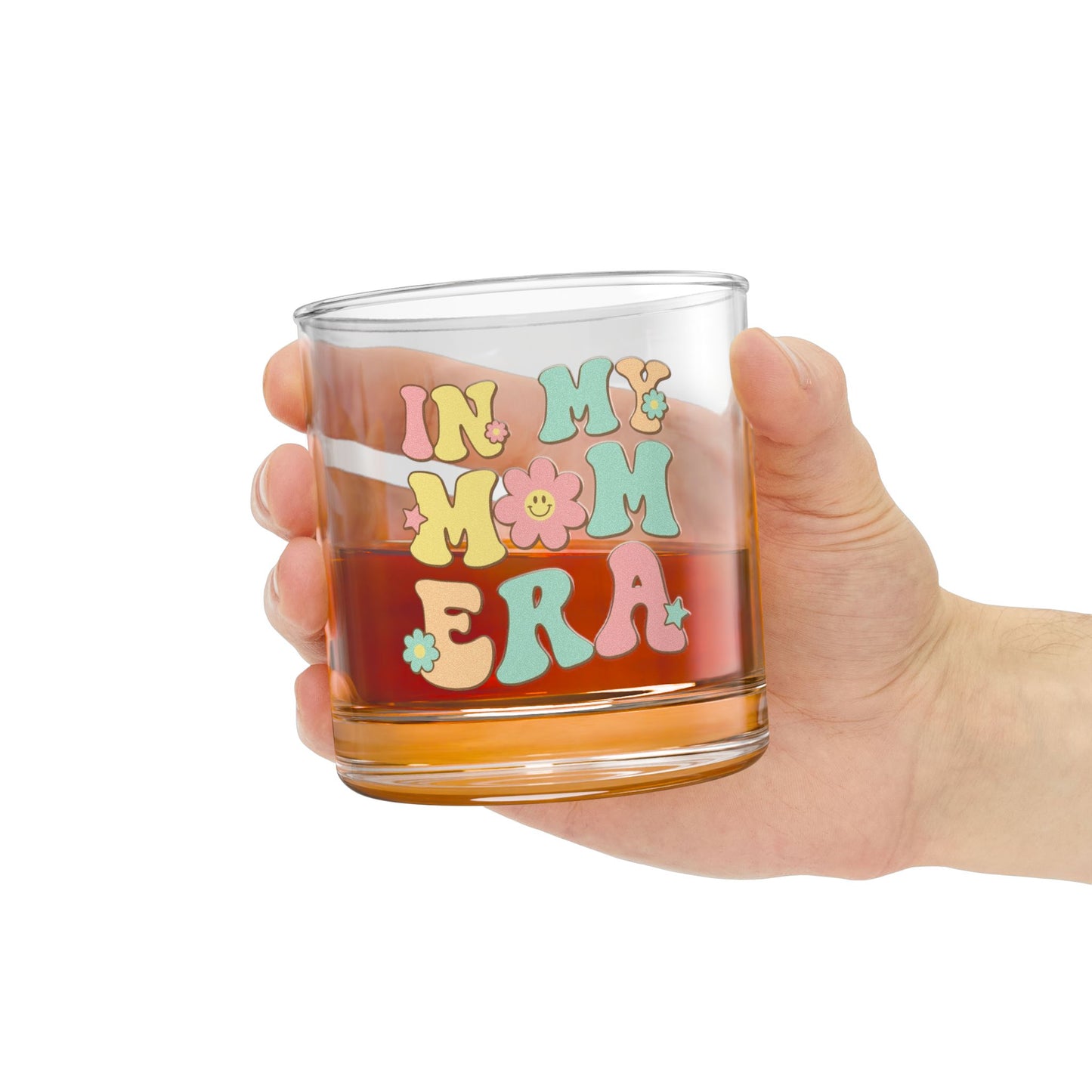 In My Mom Era Rocks Glass – Retro 10oz Drinking Glass | Fun Mother's Day Gift | Aesthetic Glass Cup | Flowers and Colors