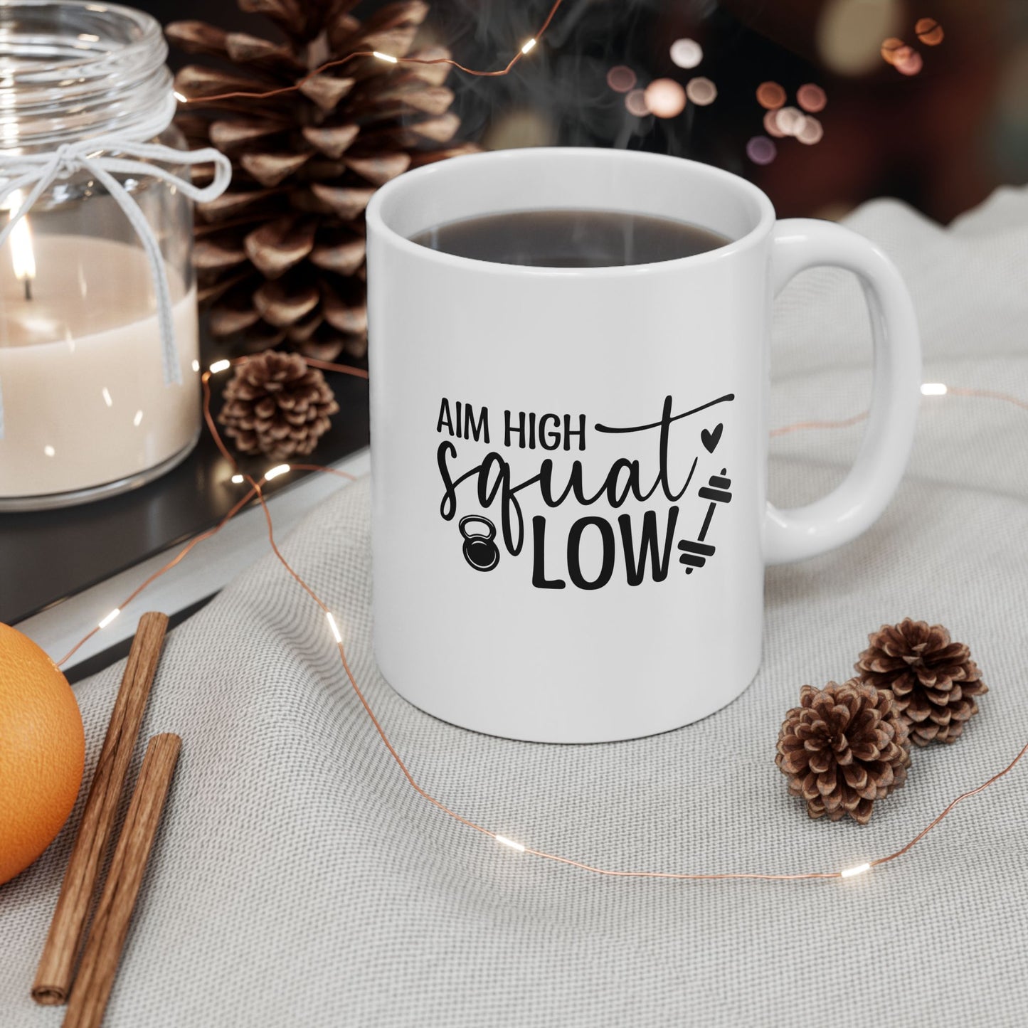Aim High Squat Low Mug, Aim High Squat Low Coffee Mug