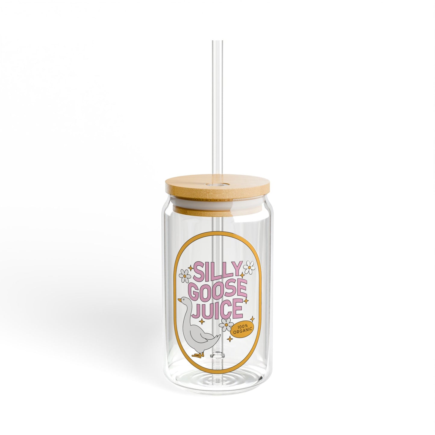 Silly Goose Juice Sipper Glass With Lid & Straw