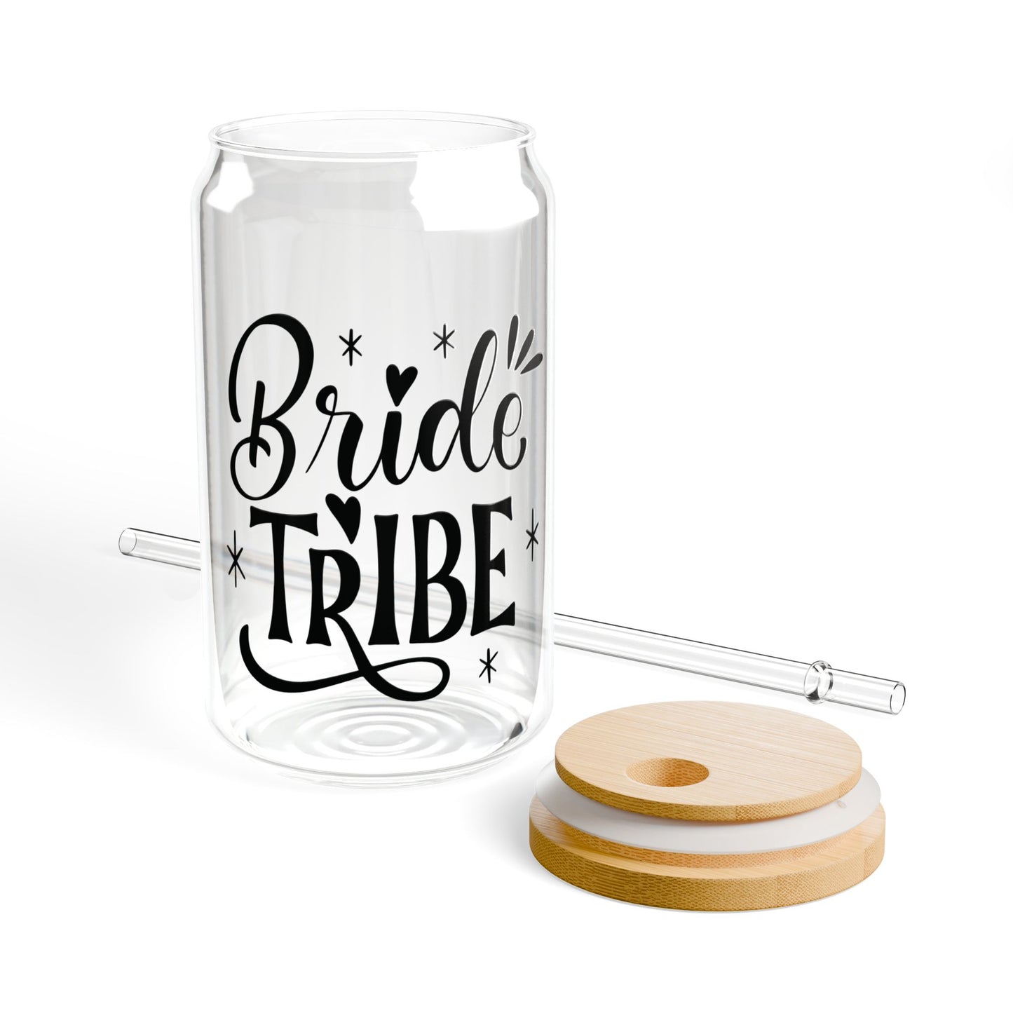 Glassware Sipper Glass - Bride Tribe Glass Can Cup - Eco-Friendly