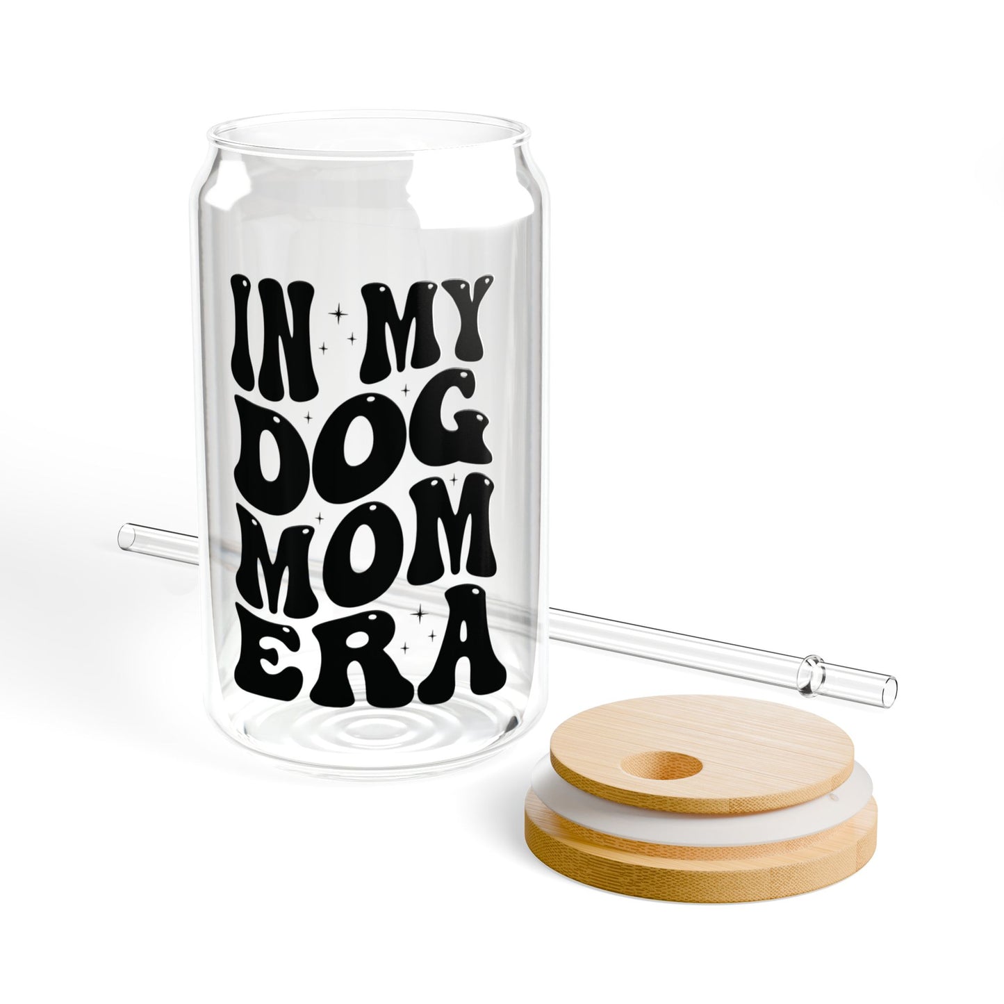 Glassware Sipper Glass - In My Dog Mom Era - Eco-Friendly - Black Text Design
