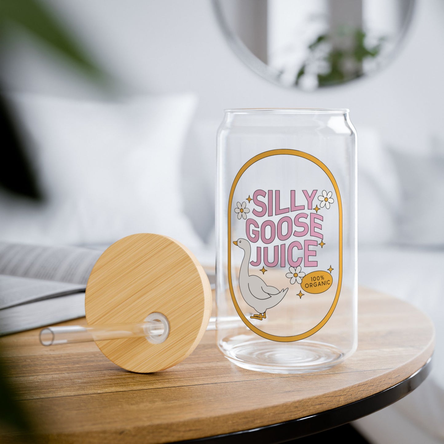 Silly Goose Juice Sipper Glass With Lid & Straw