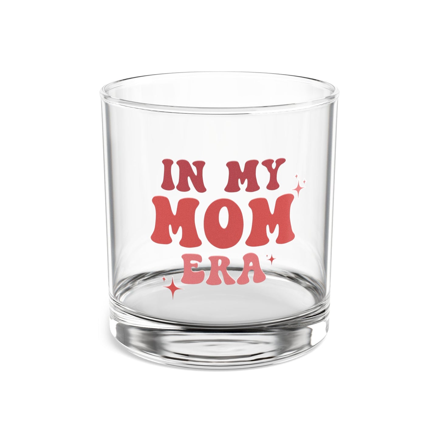 In My Mom Era Rocks Glass Retro 10oz Drinking Glass Fun Mother's Day Gift, Aesthetic Glass Cup, Colors Pink and Red