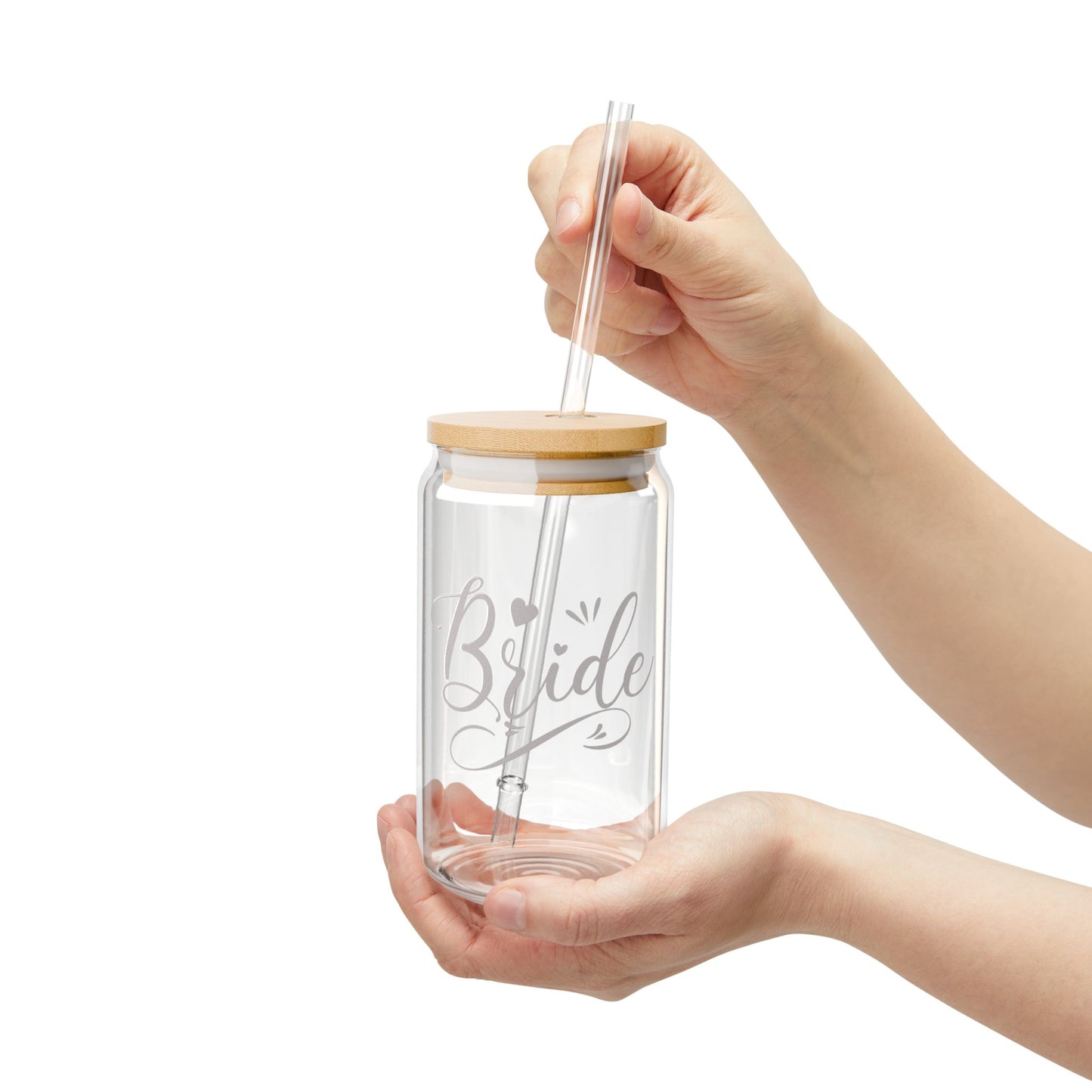 Glassware Sipper Glass - Bride Glass Can Cup - Eco-Friendly Silver Design