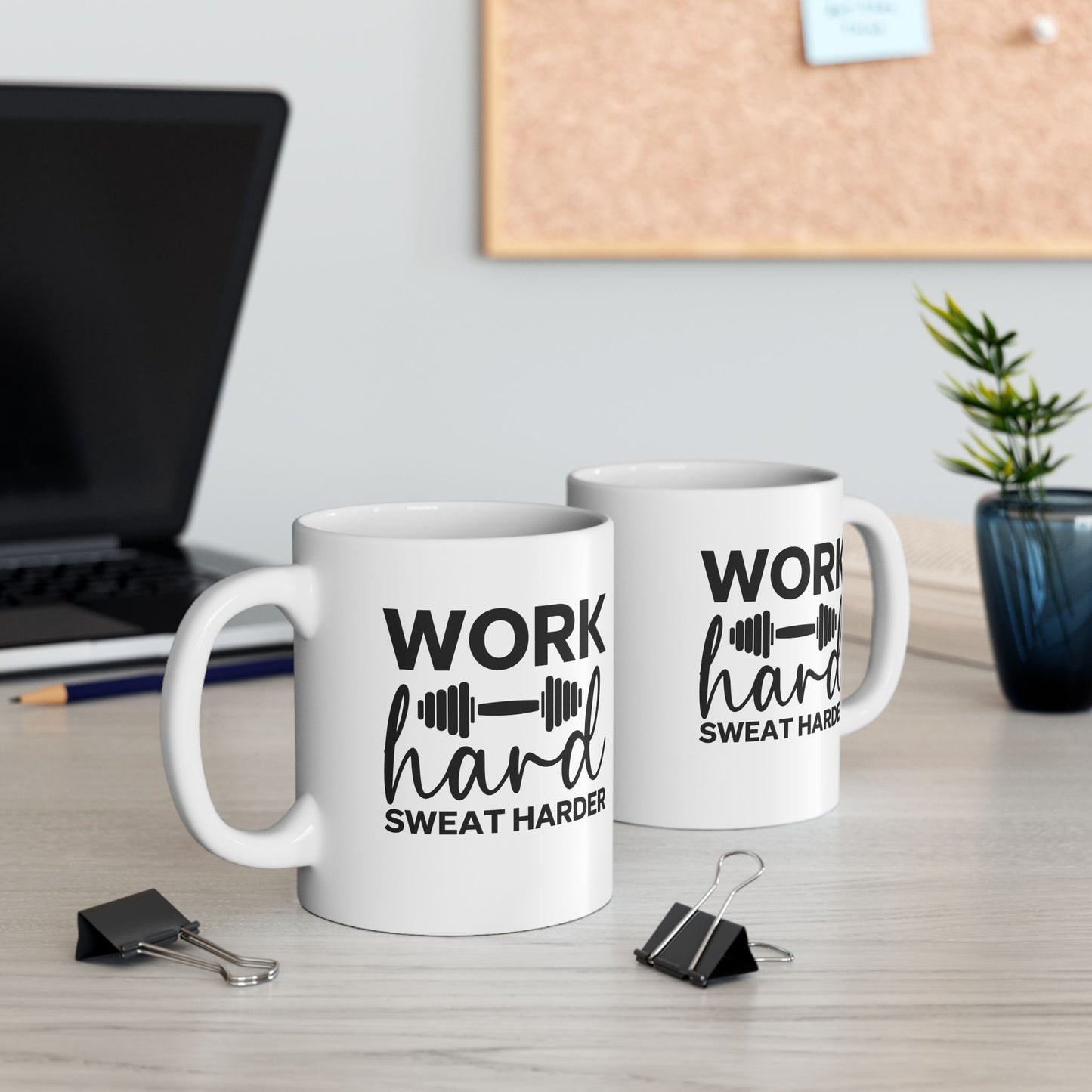 Work Hard Sweat Harder Mug, Fitness Coffee Cup, Workout Tea Mug, Motivation Drinkware