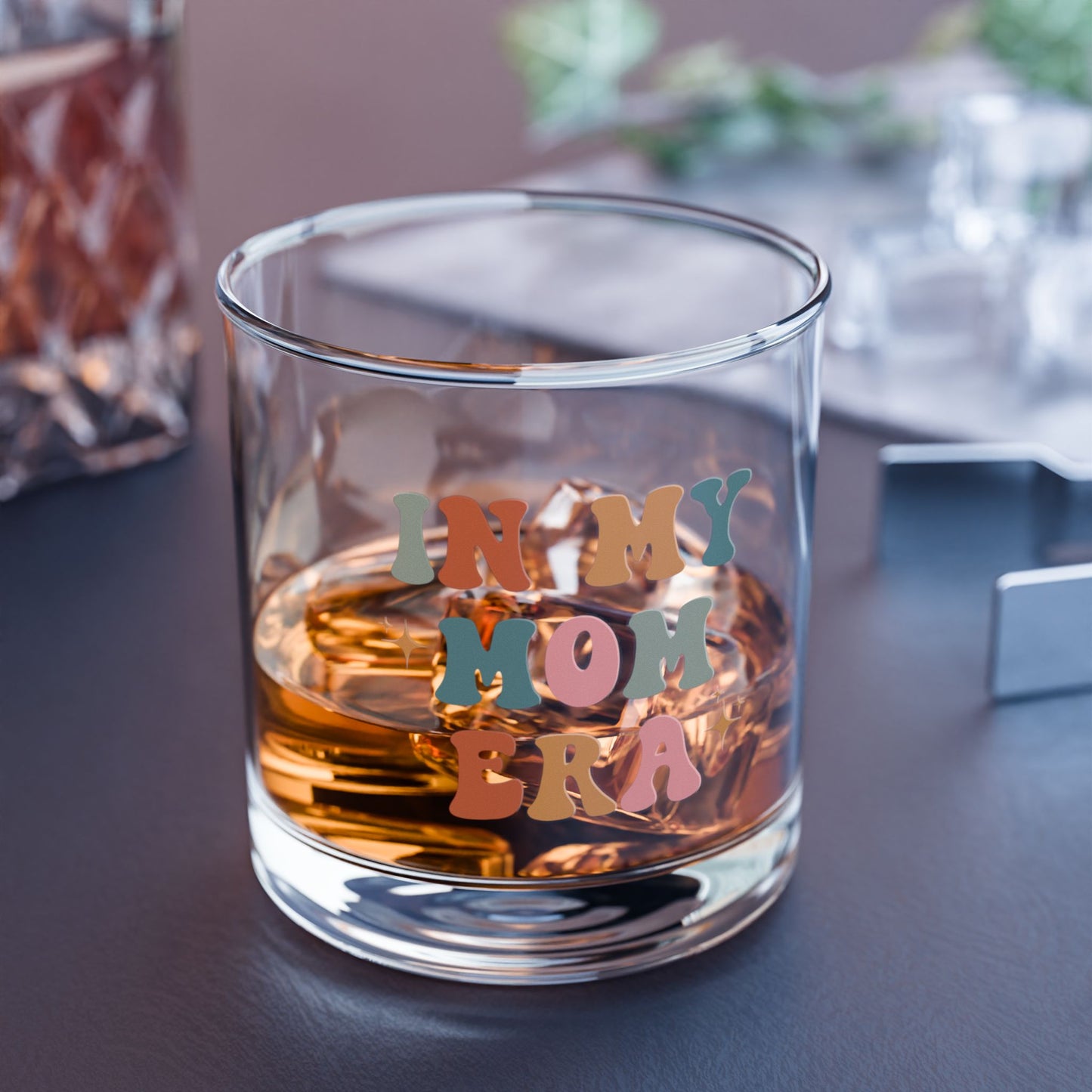 In My Mom Era Rocks Glass Retro 10oz Drinking Glass Fun Mother's Day Gift, Aesthetic Glass Cup Retro