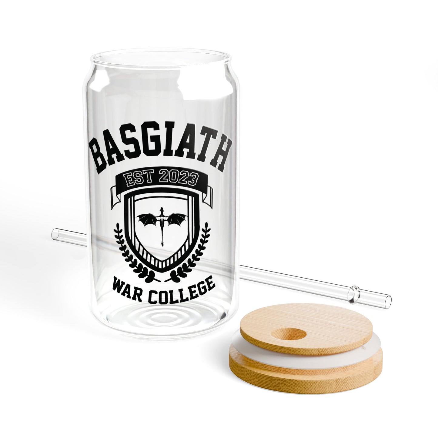 Bagswaith War College Sipper Glass Tumbler with Lid & Straw