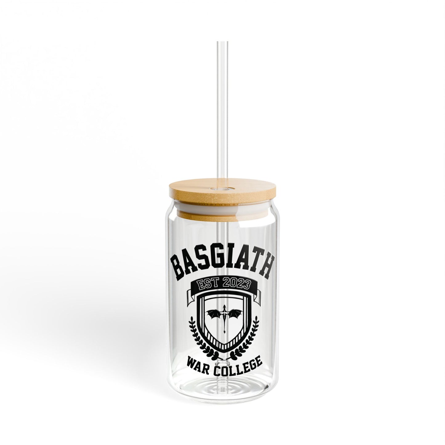 Bagswaith War College Sipper Glass Tumbler with Lid & Straw