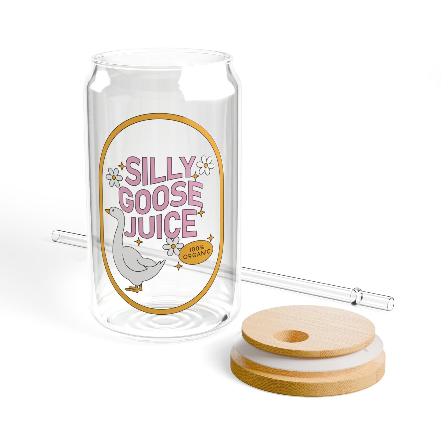 Silly Goose Juice Sipper Glass With Lid & Straw