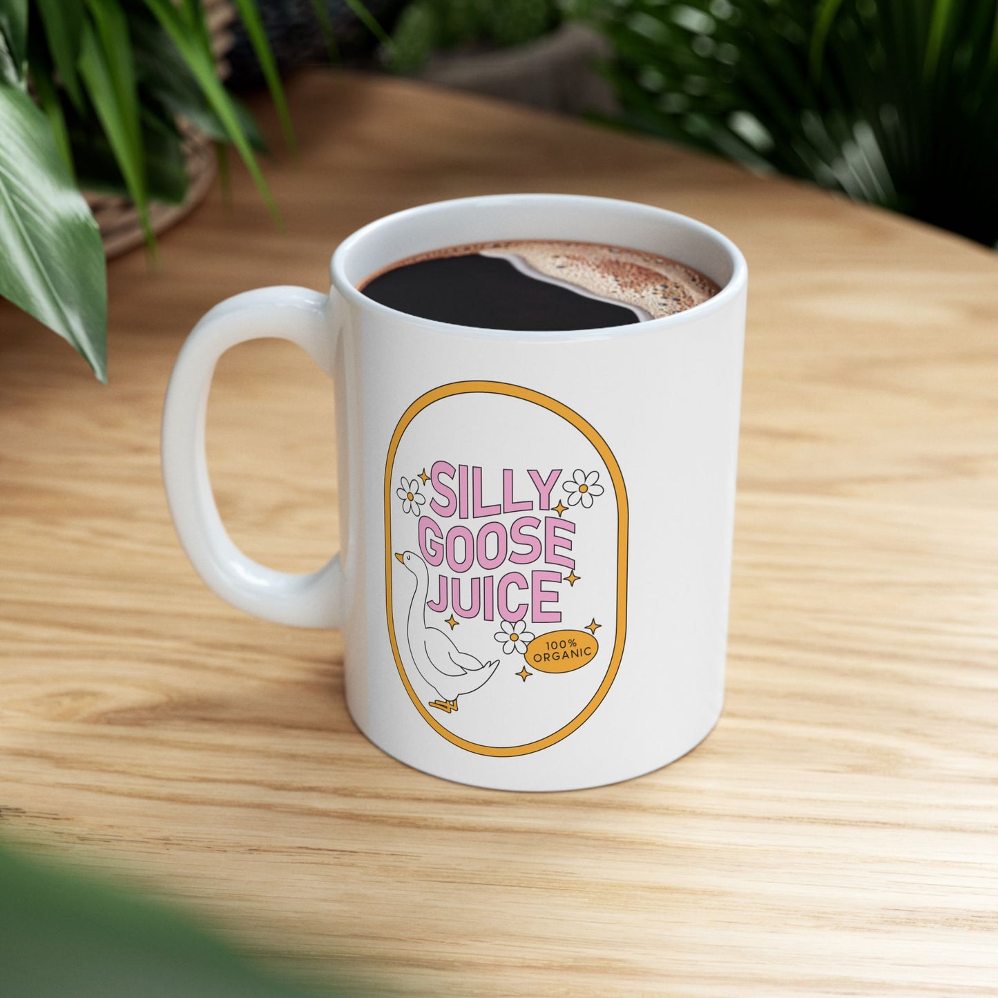 Silly Goose Juice Ceramic Mug - Quirky Coffee Cup, Funny Gift for Goose Lovers, Cute Drinkware, Organic Vibes, Perfect for Home and Office