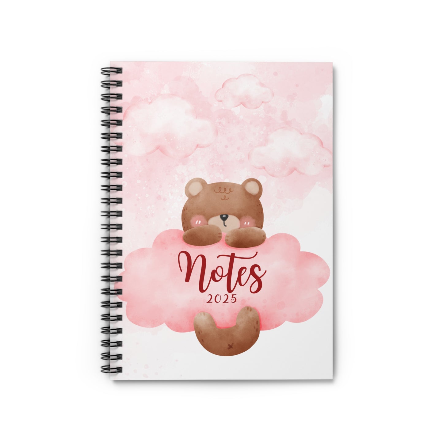 Cute Bear And Adorable Pink Cloud Notebook Notes 2025 Design With Ruled Lines