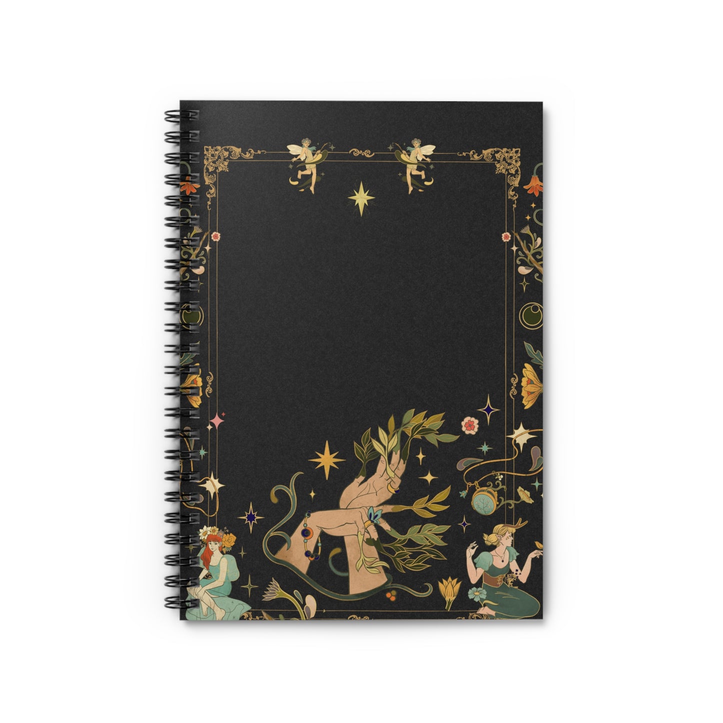 Mystical Black And Gold Aesthetic Notebook Minimalist Design With Ruled Lines