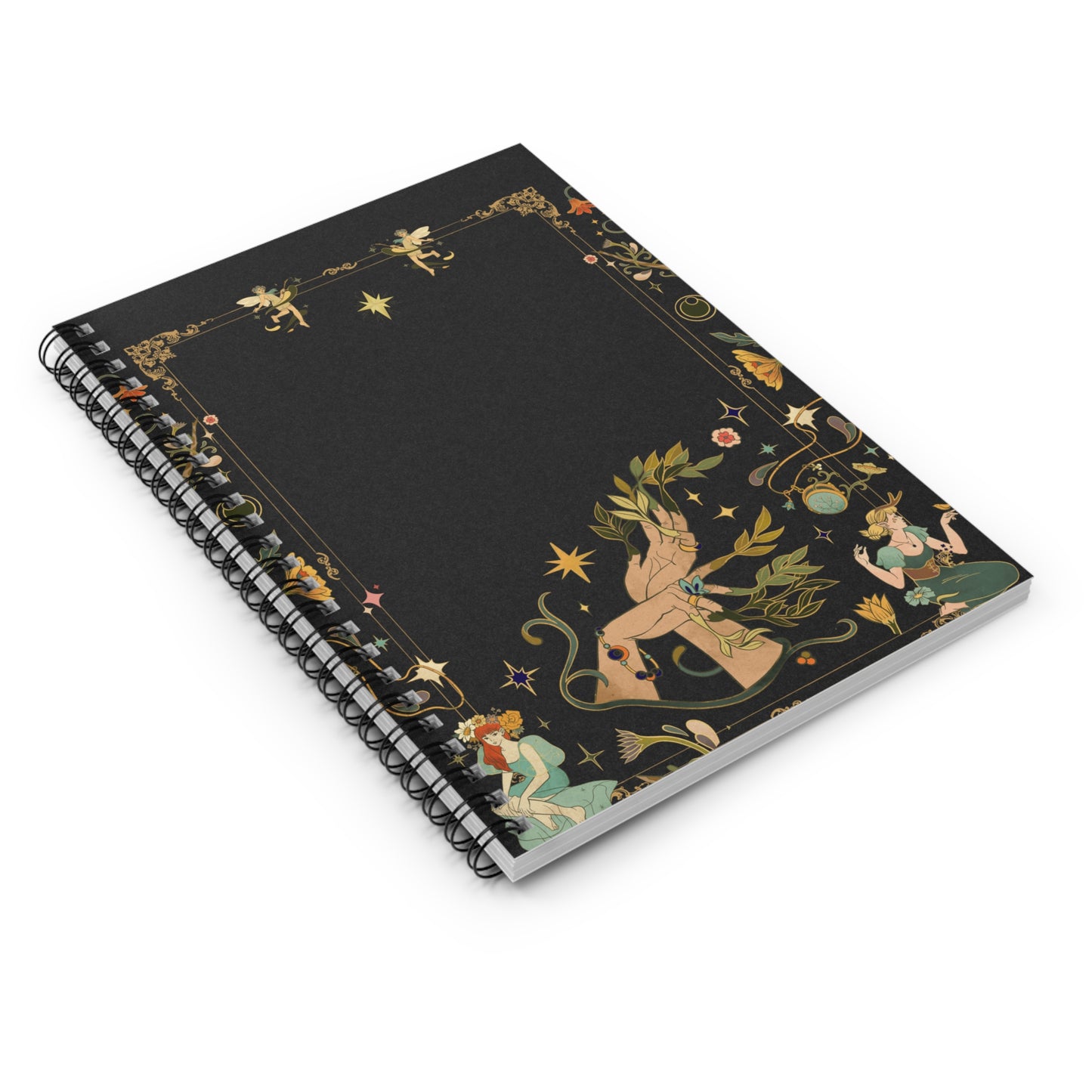 Mystical Black And Gold Aesthetic Notebook Minimalist Design With Ruled Lines