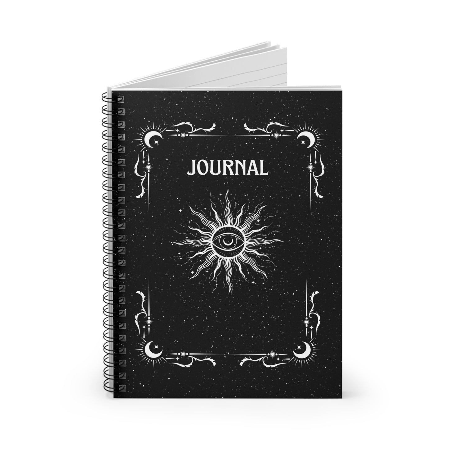 Mystical Celestial Spiral Notebook Journal Design With Ruled Lines