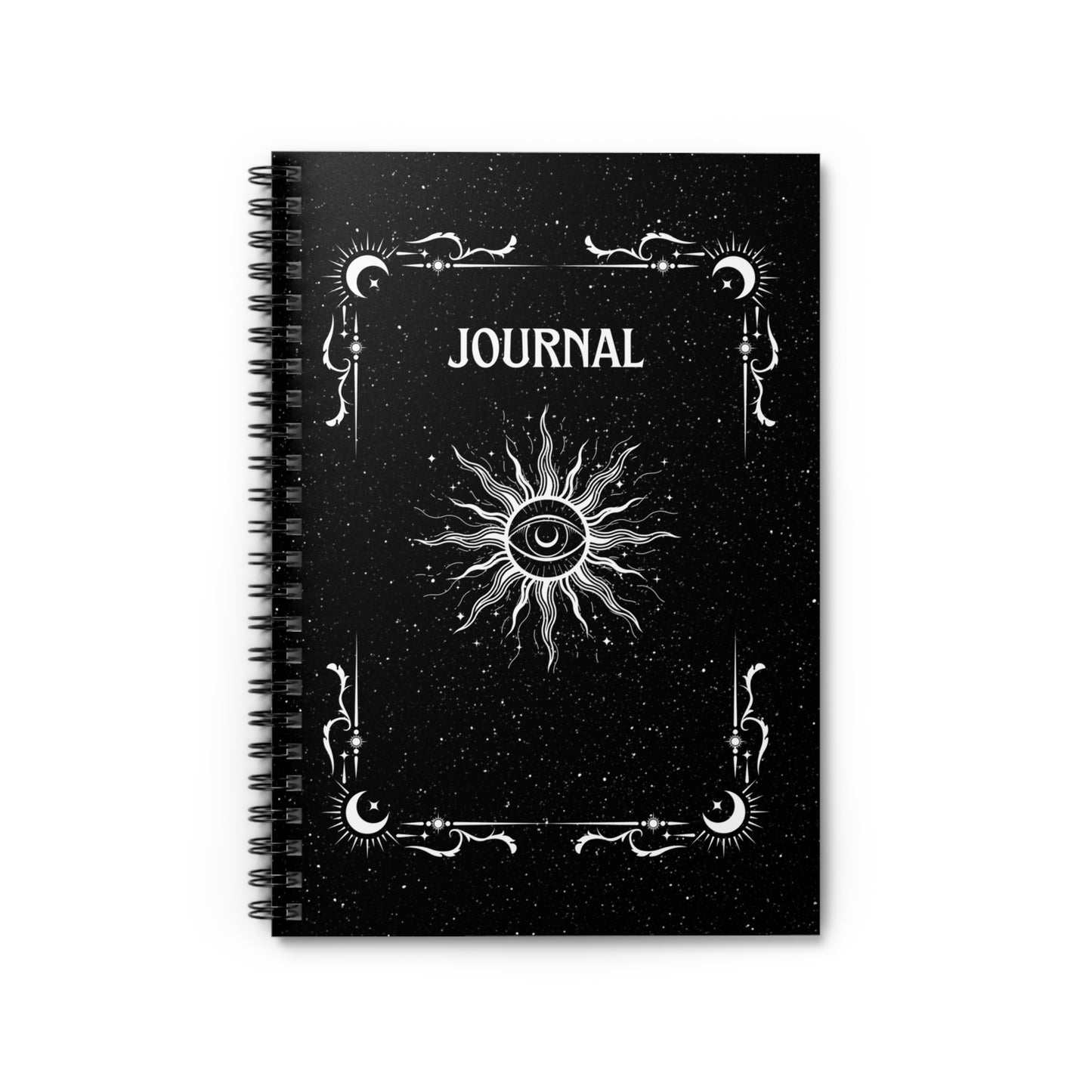 Mystical Celestial Spiral Notebook Journal Design With Ruled Lines