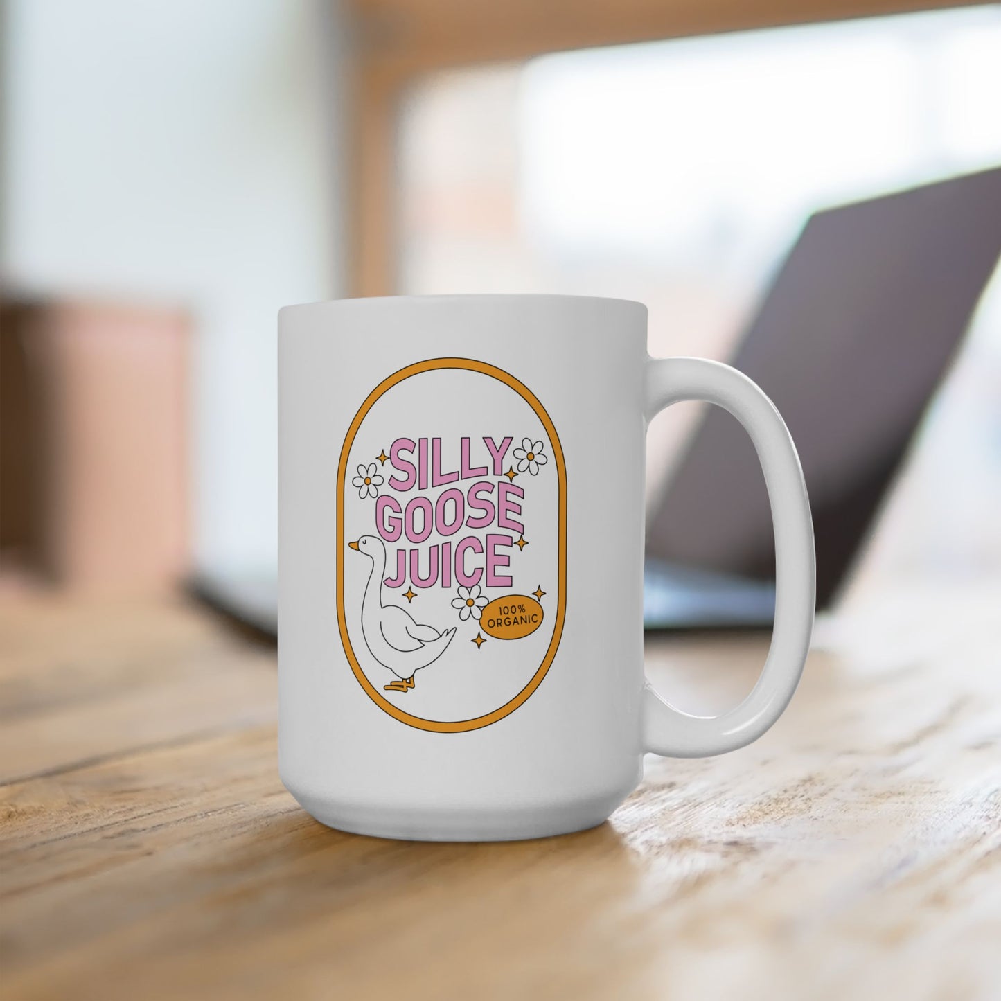 Silly Goose Juice Ceramic Mug - Quirky Coffee Cup, Funny Gift for Goose Lovers, Cute Drinkware, Organic Vibes, Perfect for Home and Office
