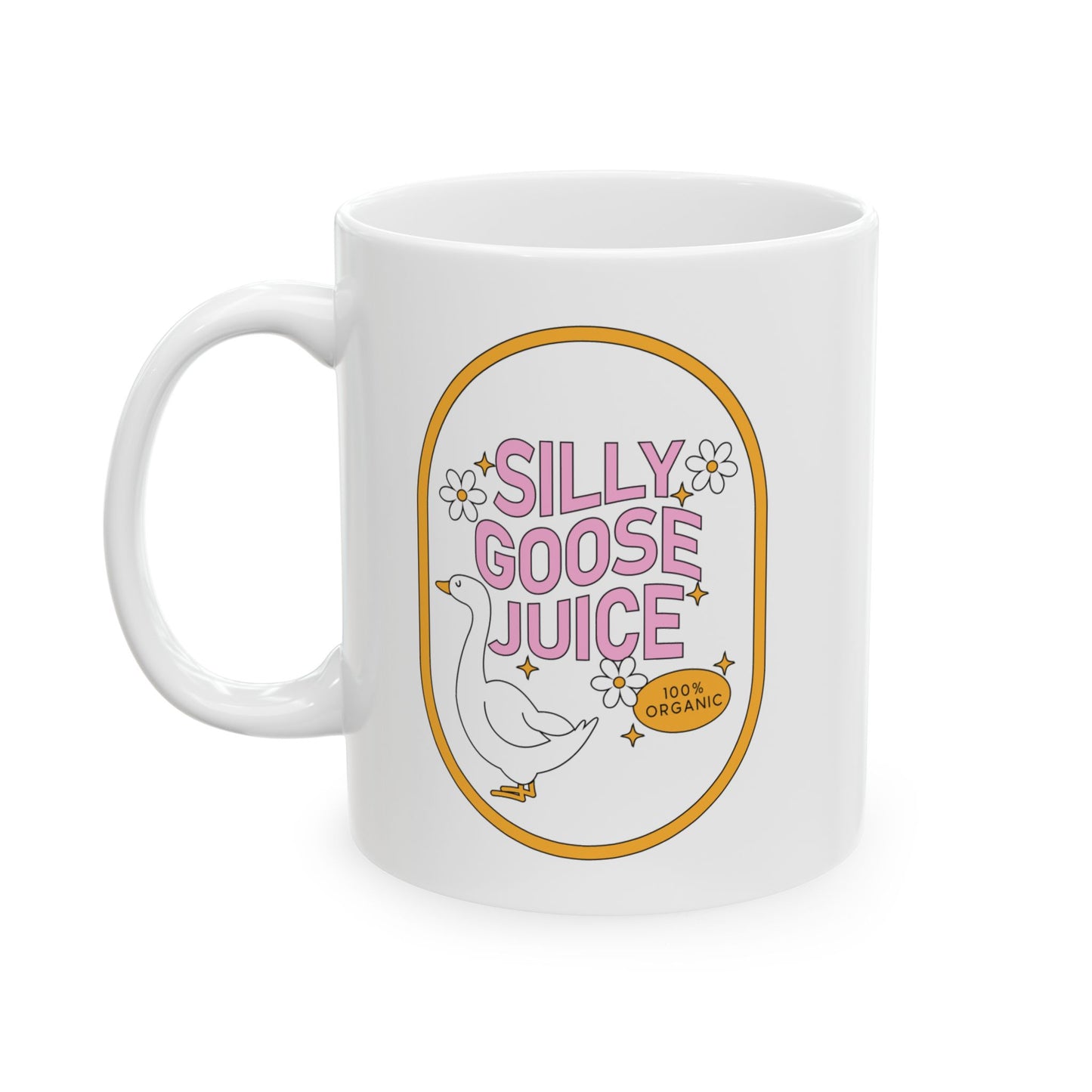 Silly Goose Juice Ceramic Mug - Quirky Coffee Cup, Funny Gift for Goose Lovers, Cute Drinkware, Organic Vibes, Perfect for Home and Office