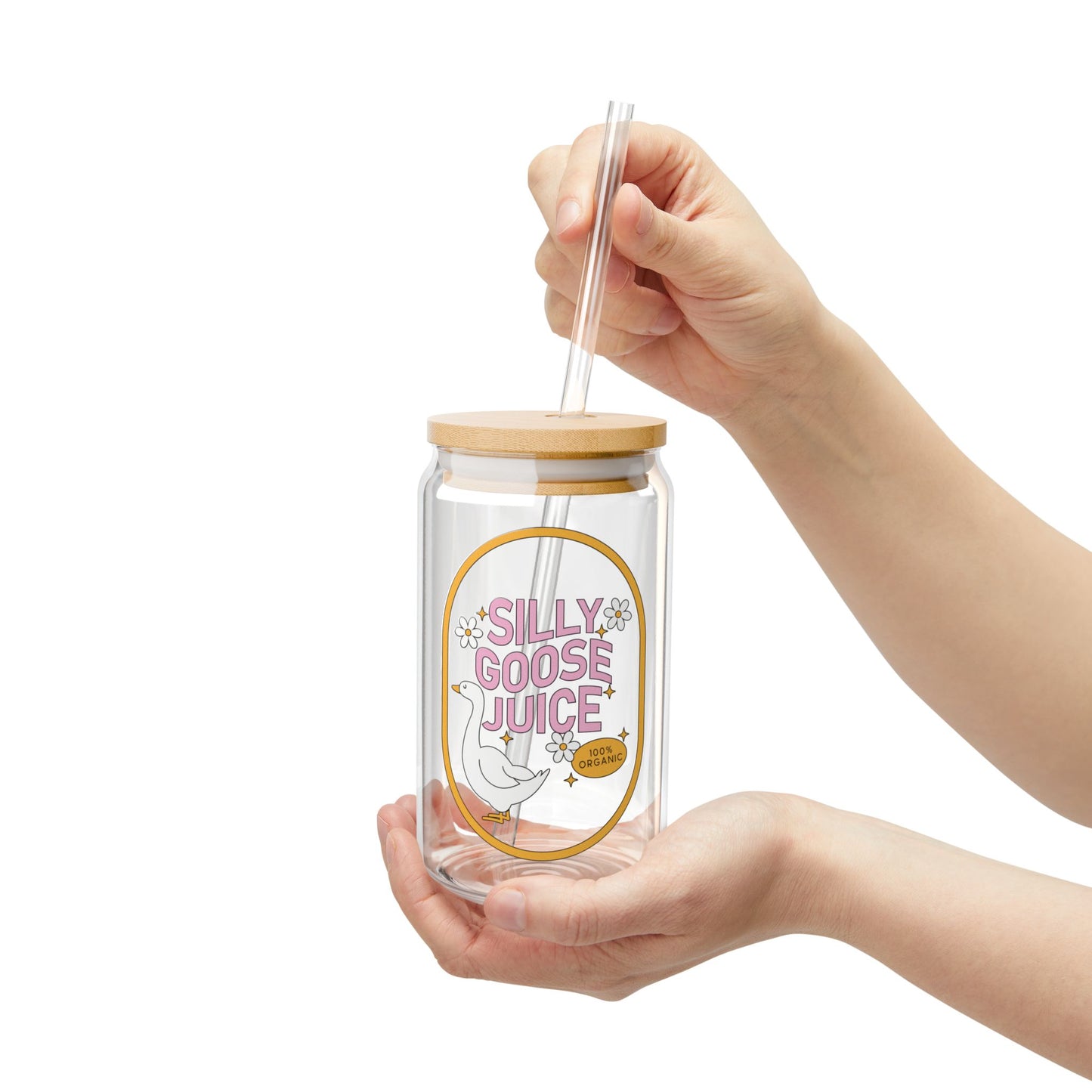 Silly Goose Juice Sipper Glass With Lid & Straw