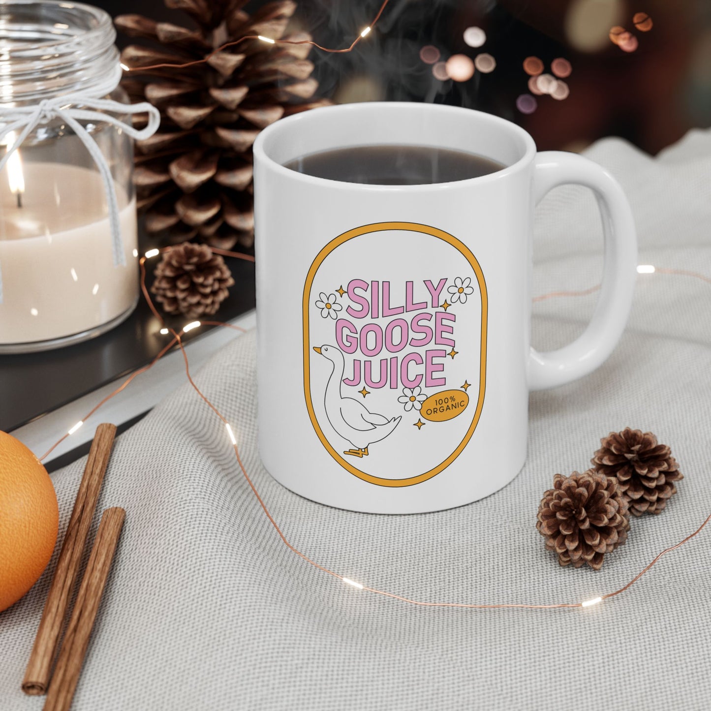 Silly Goose Juice Ceramic Mug - Quirky Coffee Cup, Funny Gift for Goose Lovers, Cute Drinkware, Organic Vibes, Perfect for Home and Office