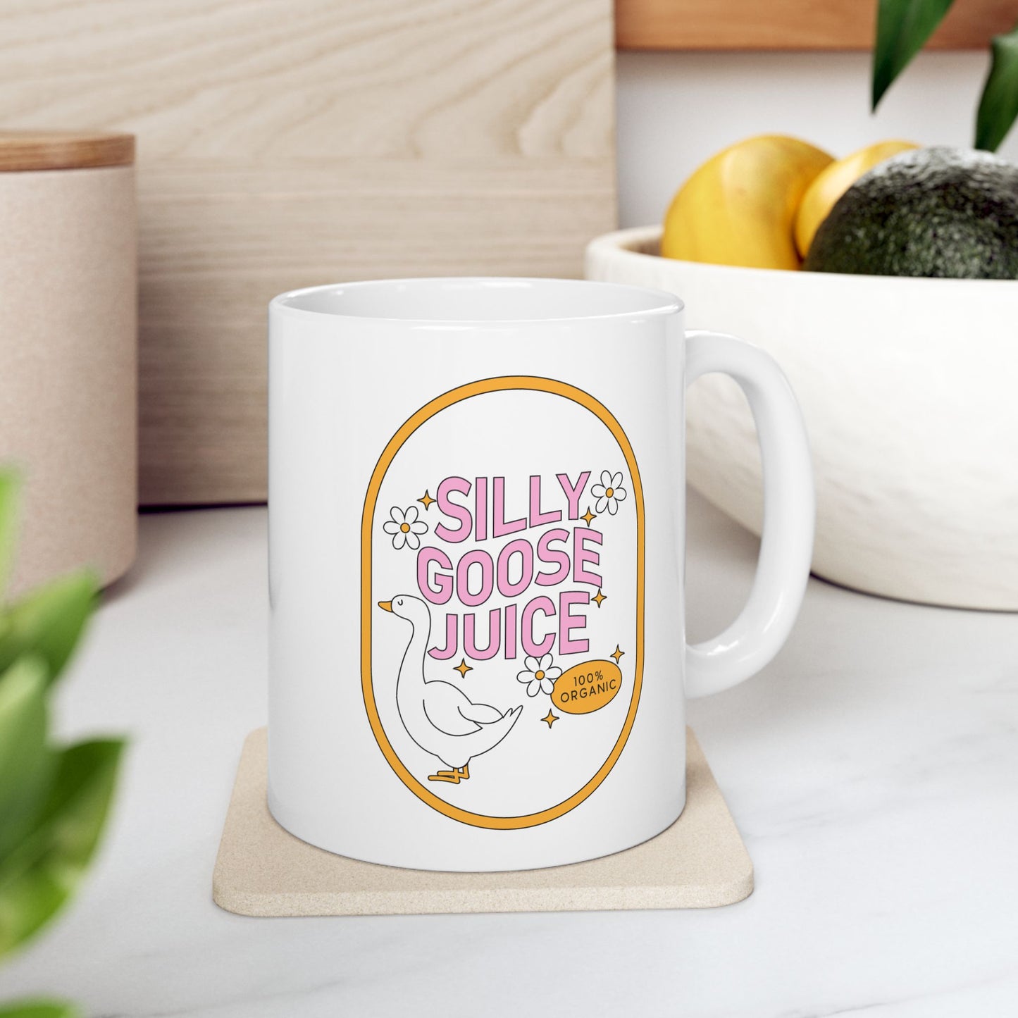 Silly Goose Juice Ceramic Mug - Quirky Coffee Cup, Funny Gift for Goose Lovers, Cute Drinkware, Organic Vibes, Perfect for Home and Office