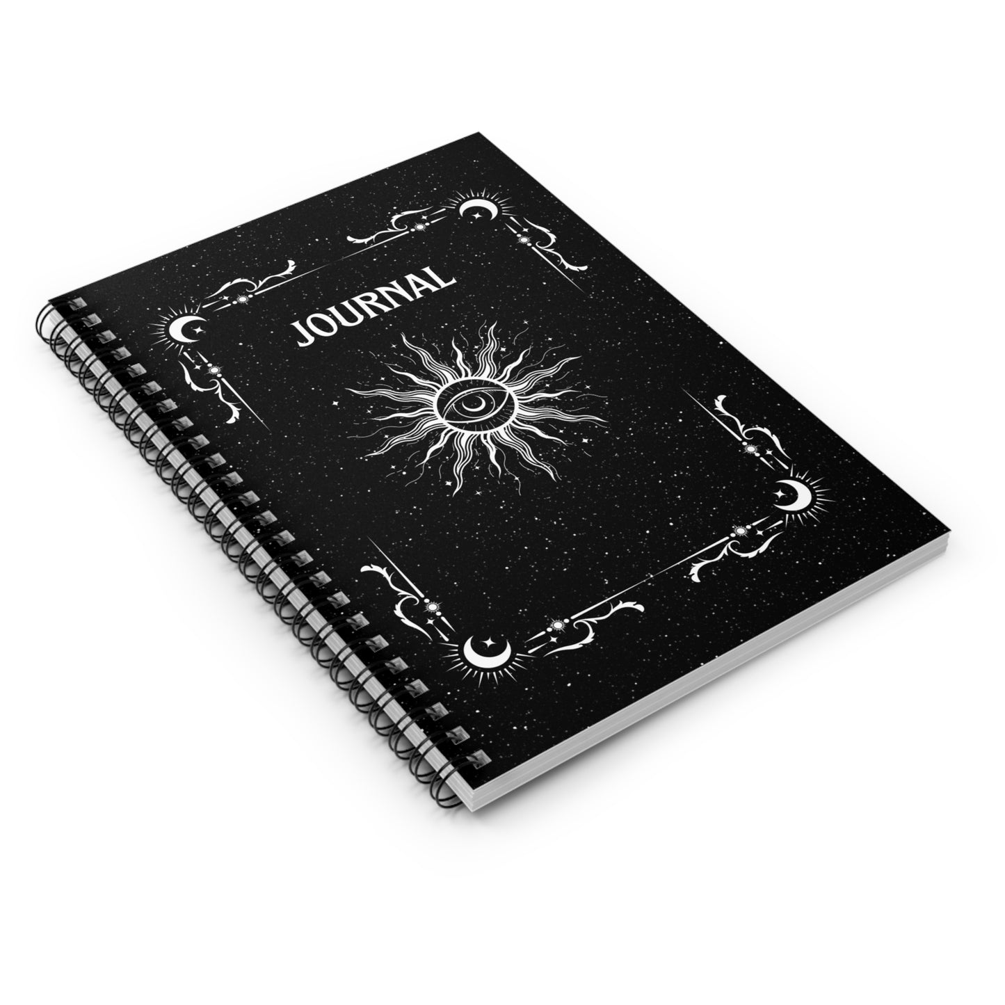 Mystical Celestial Spiral Notebook Journal Design With Ruled Lines