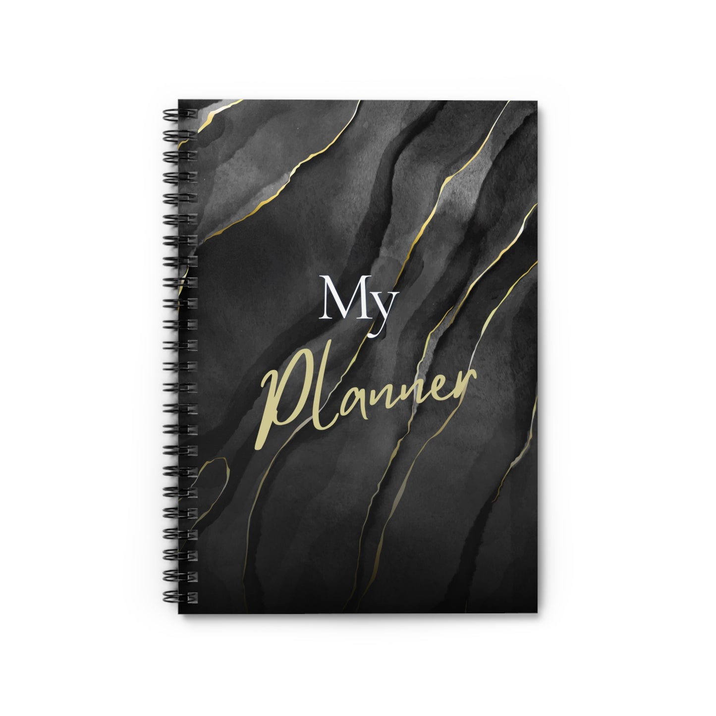 Elegant Black And Gold Motivational Notebook My Planner Design With Ruled Lines
