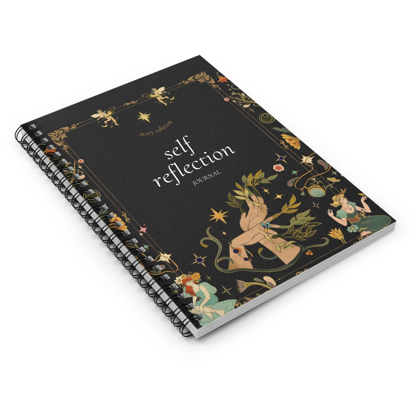 Mystical Black And Gold Aesthetic Notebook Self Reflection Journal  Design With Ruled Lines