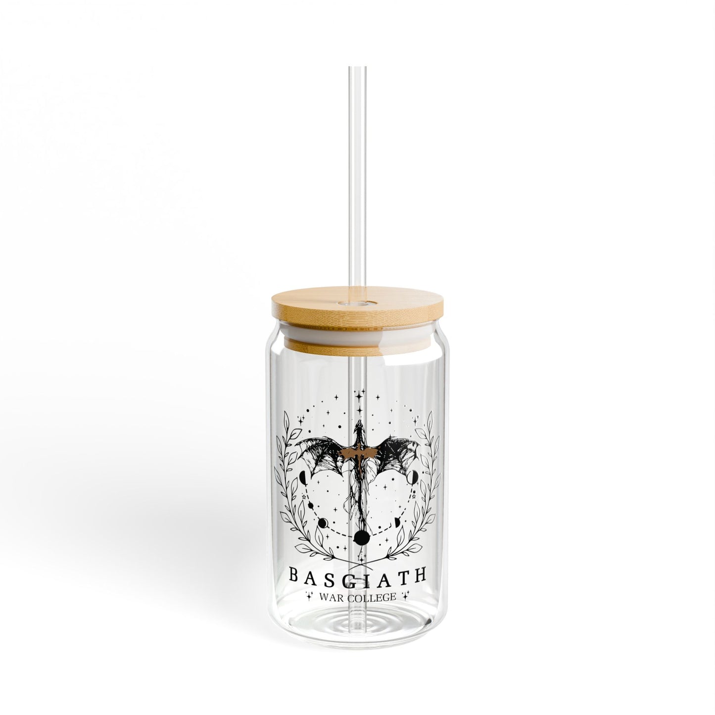 Bagswaith War College Sipper Glass Can With Lid & Straw