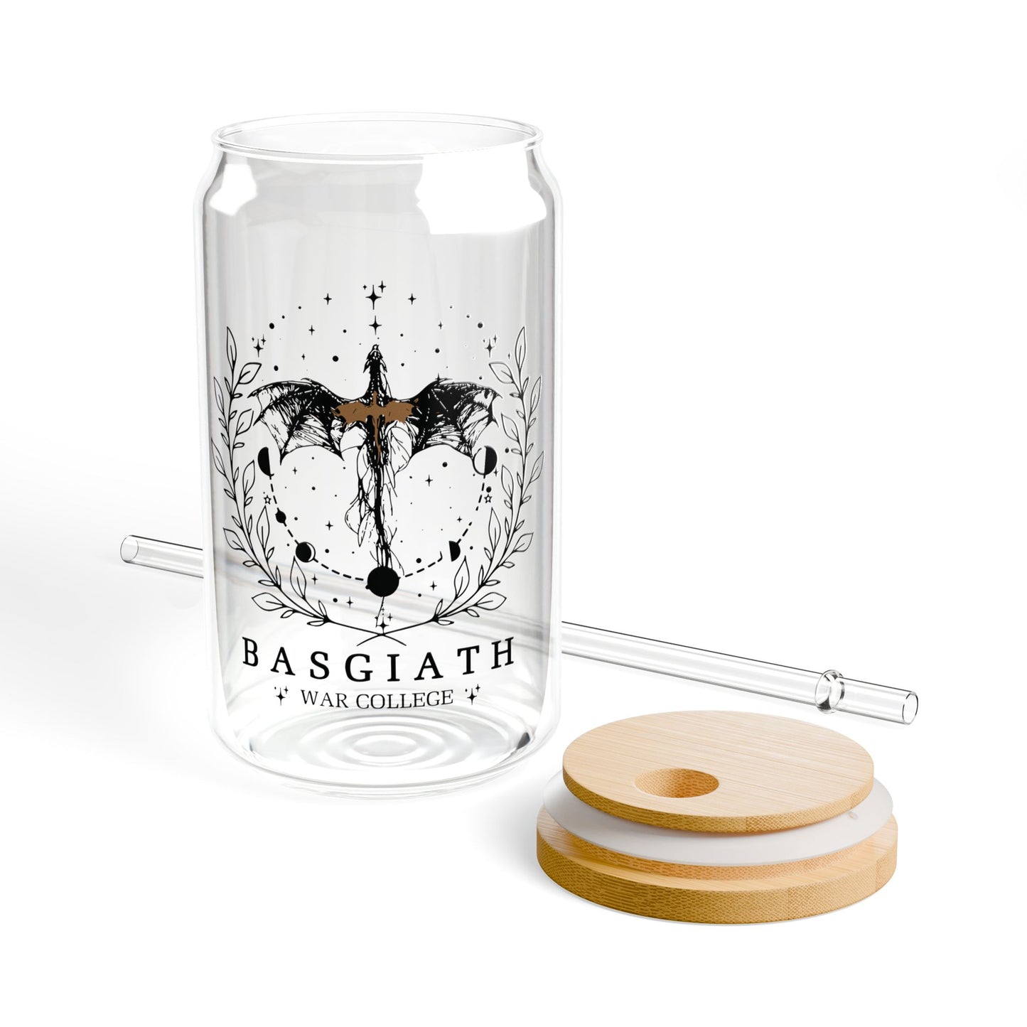 Bagswaith War College Sipper Glass Can With Lid & Straw