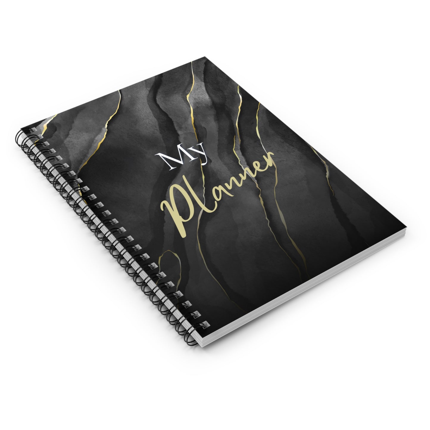 Elegant Black And Gold Motivational Notebook My Planner Design With Ruled Lines
