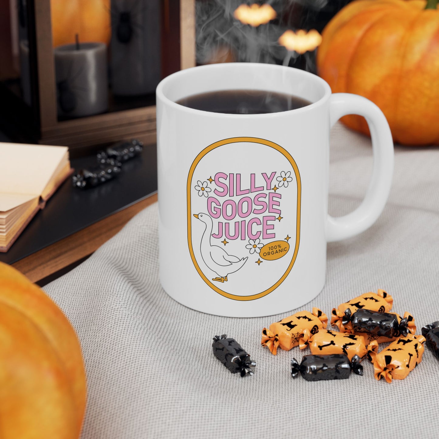 Silly Goose Juice Ceramic Mug - Quirky Coffee Cup, Funny Gift for Goose Lovers, Cute Drinkware, Organic Vibes, Perfect for Home and Office