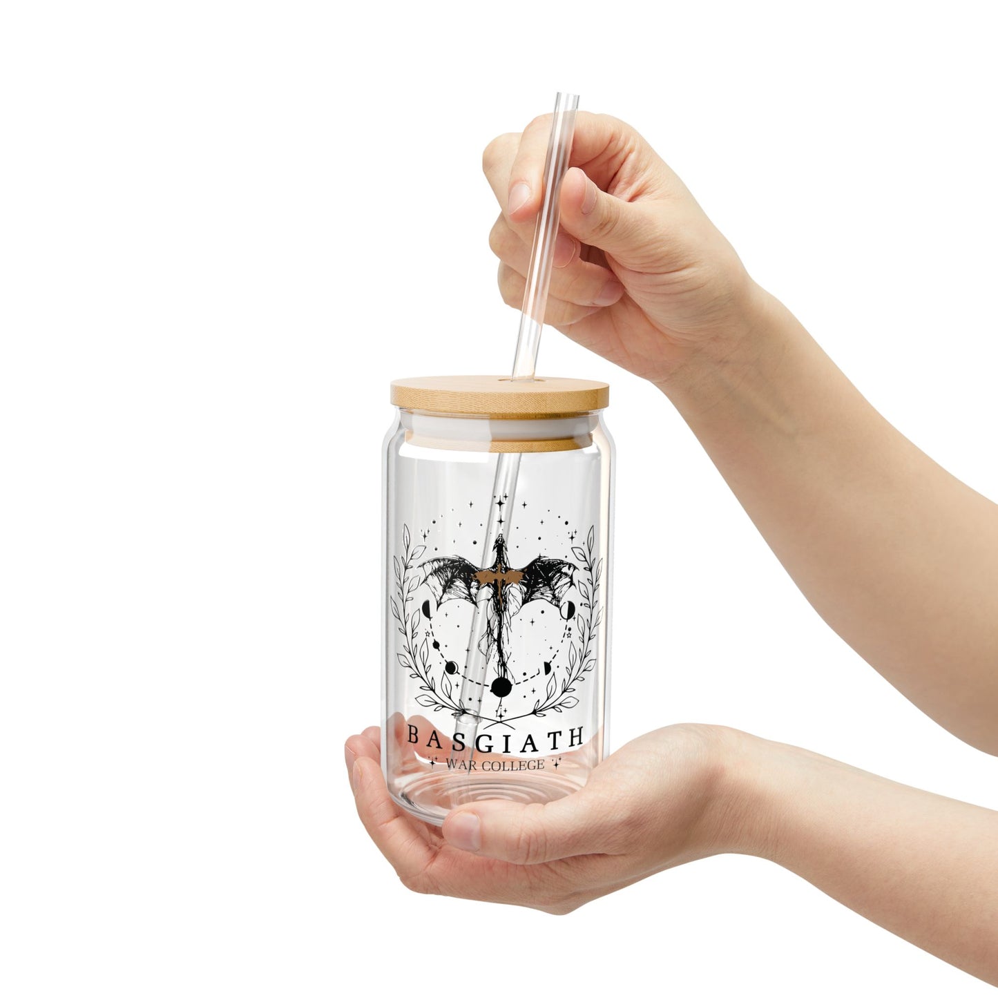 Bagswaith War College Sipper Glass Can With Lid & Straw