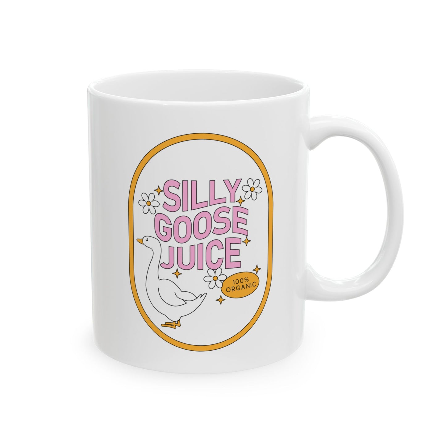 Silly Goose Juice Ceramic Mug - Quirky Coffee Cup, Funny Gift for Goose Lovers, Cute Drinkware, Organic Vibes, Perfect for Home and Office