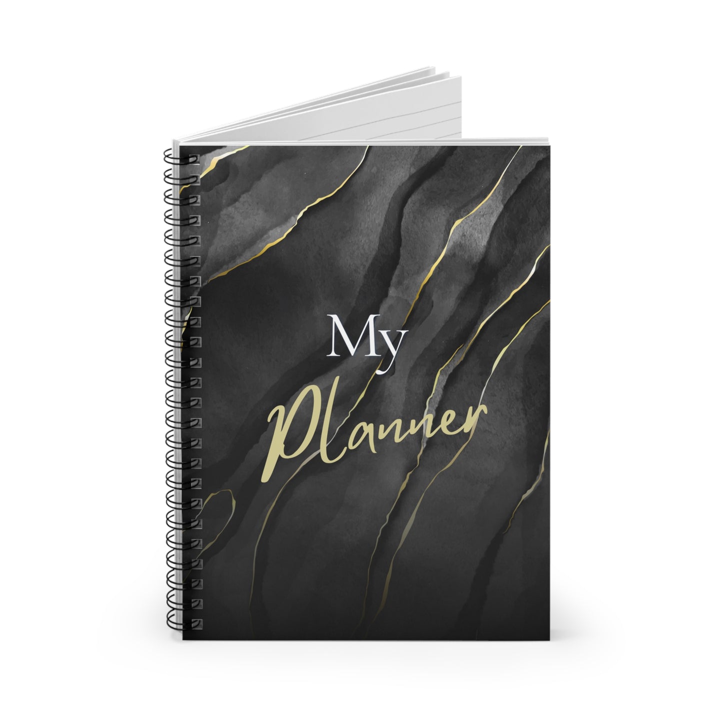 Elegant Black And Gold Motivational Notebook My Planner Design With Ruled Lines