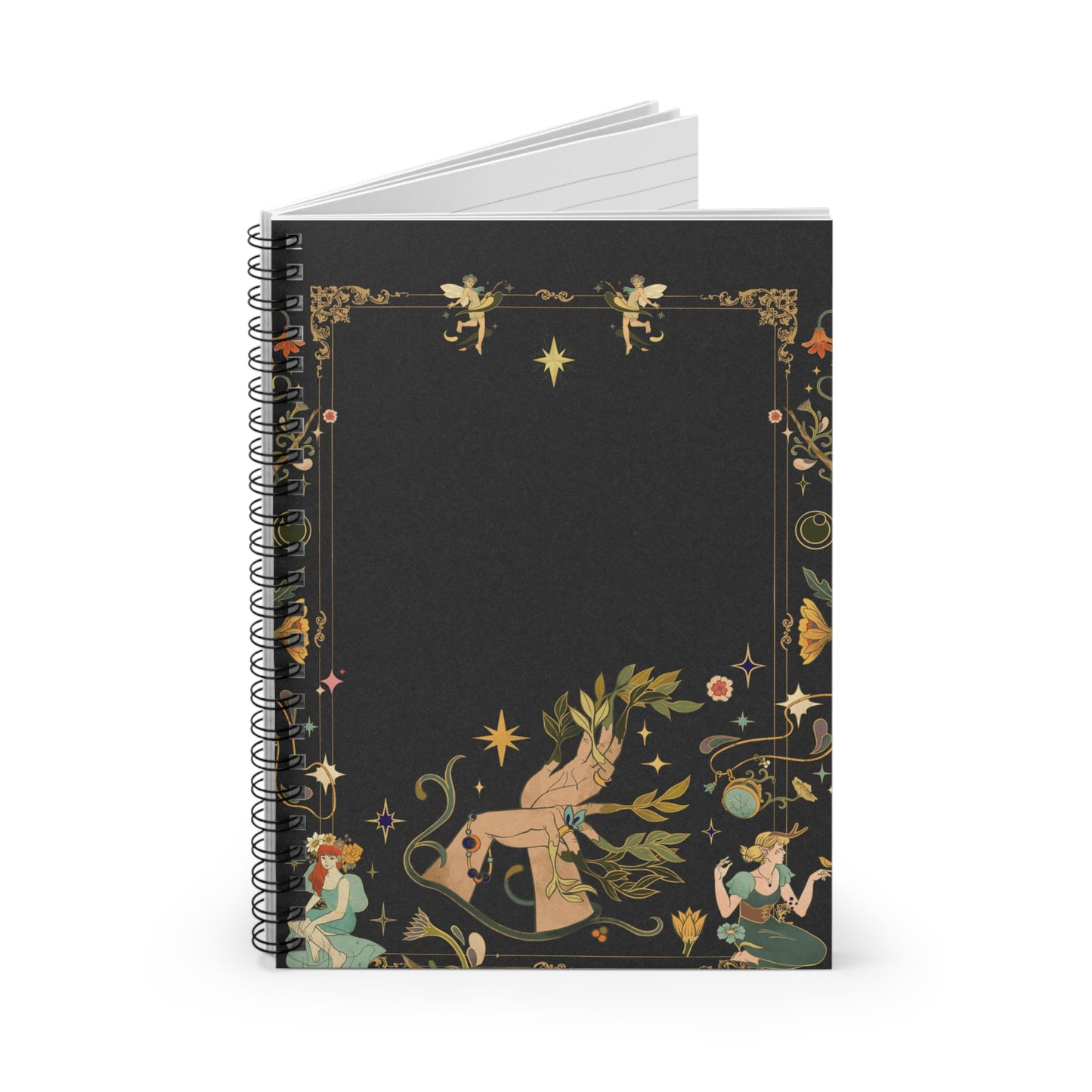 Mystical Black And Gold Aesthetic Notebook Minimalist Design With Ruled Lines
